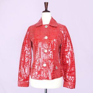 Collective Works of Berek 2 red croc embossed leather blazer